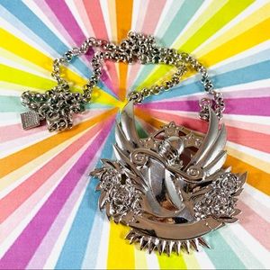 Killer tattoo flash inspired silver saber necklace